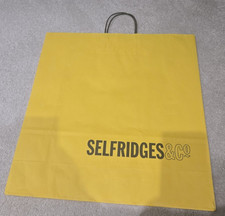 Selfridges Large Yellow Paper Gift Shopping Carry Logo Bag 46cm X 44cm X 15cm