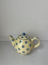 London Pottery Globe Polka Dot Tea Pot with Strainer - VG Made in Britain
