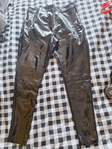 Topshop black pvc jeggings - black,