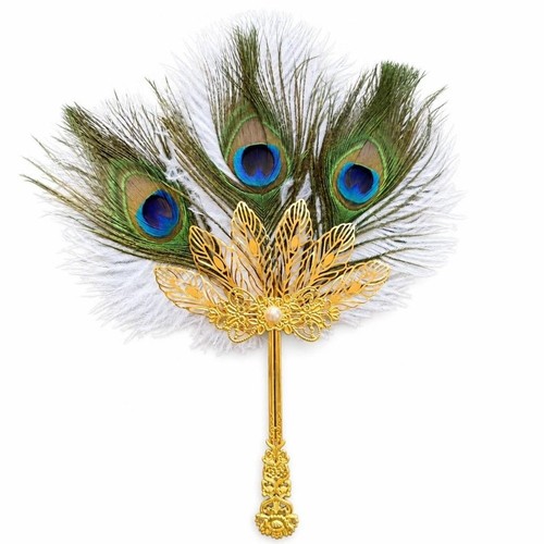 Peacock feather fan hand - fan,