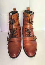 Dune London PASSION Block Heel Lace & Zip TAN Ankle Boots UK 7