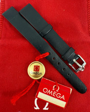 GENUINE OMEGA WATCH STRAP VINTAGE LEATHER BLACK 13MM WITH BUCKLE 10MM