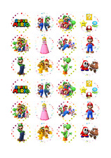 24 Super Mario Premium Cupcake Cake Toppers Edible Rice Wafer Paper Decorations