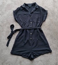 Women's Black Size 10 Shorts Playsuit From New Look With Matching Fabric Belt