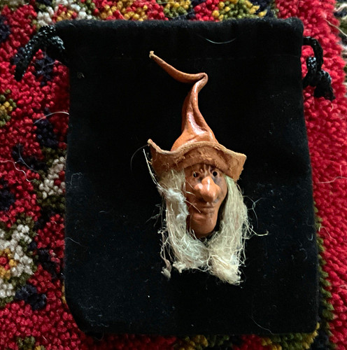 Vintage brooch witch wizard - brooch,