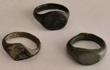 LOT OF 3 ANCIENT ROMAN TO MEDIEVAL EUROPEAN BRONZE RINGS 200-1000 AD