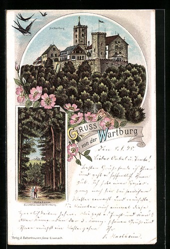 Lithograph eisenach wartburg - lithograph,