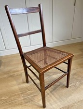 Antique Original Inlaid Mahogany Ladder Back Bergere Rattan Cane Seat Chair