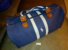 Polo Ralph Lauren Navy Blue Leather Duffle Bag Holdall Weekend Bag BNWOT BULK261