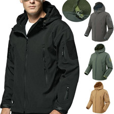 UK Men Tactical Soft Shell Jacket Army Military Jacket Windbreaker Outdoor Coat