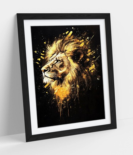 Stoic gold lion - stoic, -framed