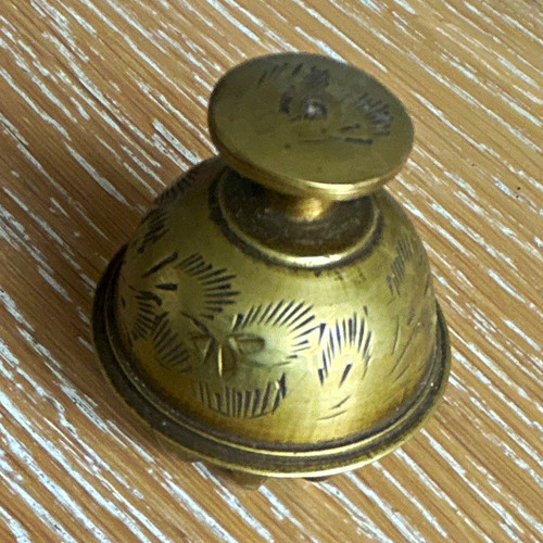 Engraved brass hand bell - brass, with