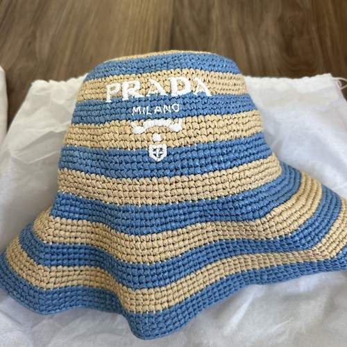 Prada hat raffia - blue, m