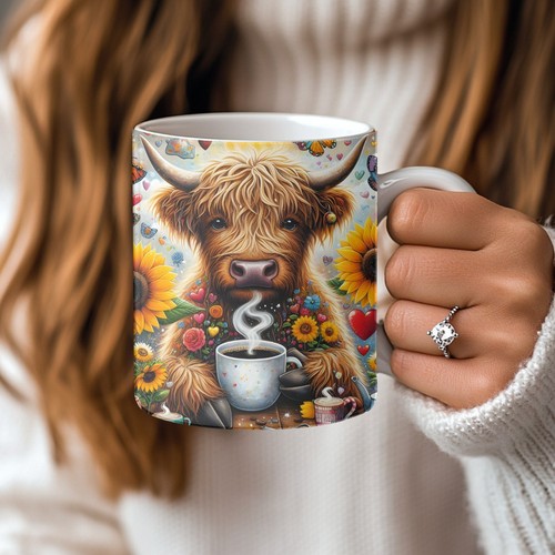 Highland cow 11oz ceramic mug - cow,