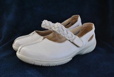 Beige leather slip on women Mary Jane SHAKE wide fit pumps loafers size 4 Hotter