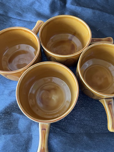 1960 brown glazed soup bowls - brown,