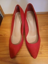 Ladies Red Suede Court Shoes Marks & Spencer Size 6