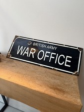 ARMY War office  Enamel Sign -Vintage Garage-Man Cave - home bar - world war 