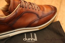 Dunhill Duke Tan Brown Burnished Leather Trainers Shoes Men's UK 8 US 9 £795