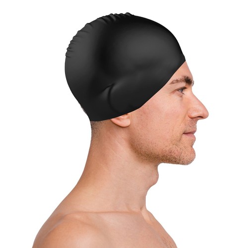 Black swimming cap silicone - swimming,