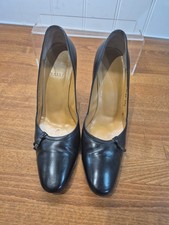 Ladies Bally Sitelle Black Leather Heeled Shoes UK 6.5 EU 39.5 VGC