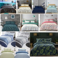 Reversible Duvet Cover Quilt Bedding Linen Set + Pillow Case Single Double King