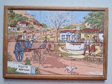 VINTAGE ALGARVE PORTUGUESE TILE PICTURE - COUNTRY SCENE