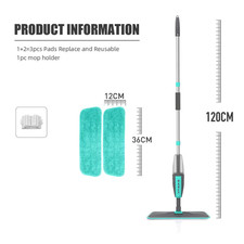 Magic Floor Cleaning Sweeper Brooms with Microfiber Pads 360° Rotation Flat Spra