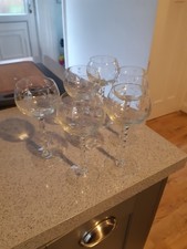 Six Etched Vintage Wine glasses