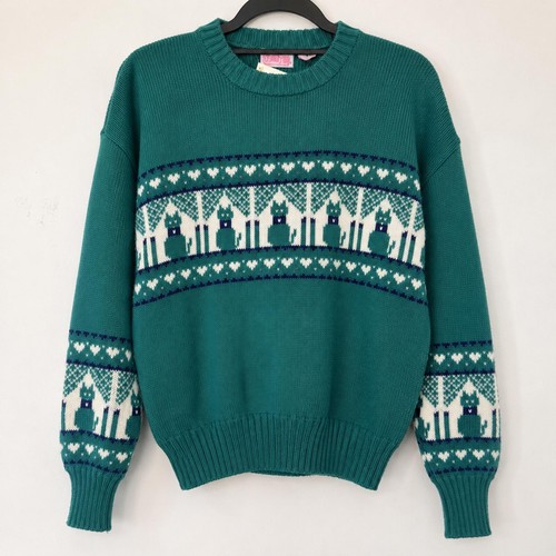 Vintage cat pattern knit - vintage,
