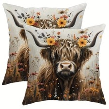 Pre Stuffed, Plump Cushion Highland Cow Soft Throw Pillow Cushion Filled large