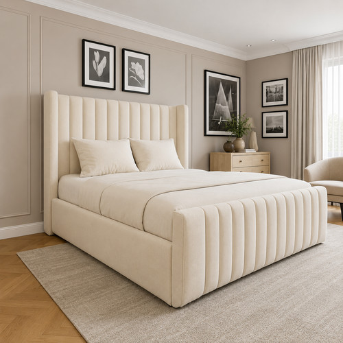 Winged panel upholstered - winged, bed
