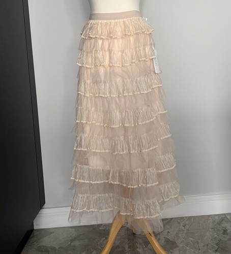 Blush tiered tulle midi - tulle, midi/maxi
