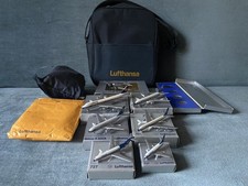 1970s VINTAGE SCHUCO LUFTHANSA TOY PLANES SCARF BAG COINS MADE IN GERMANY USED