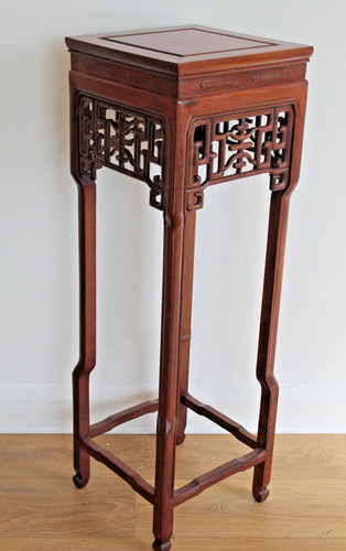 Chinese hardwood vase - , or