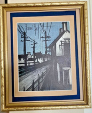 Signed Bernard Buffet 1967 Original lithograph The Village Road Framed  8"x 15"