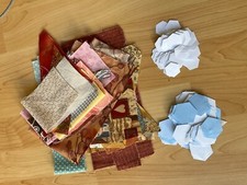 60x70cm mix Small Oddments cotton fabric - patchwork hexagons smallest width 4cm