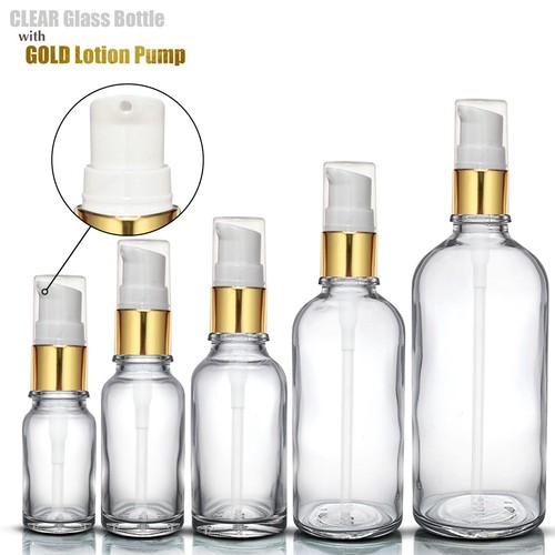 Clear glass bottle with - clear, gold