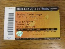 11/01/2014 Ticket: Hull City v Chelsea  (folded). If this item has any faults th