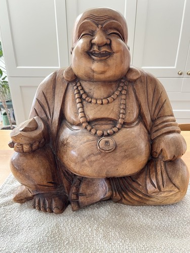 Solid wood happy buddha - xl,