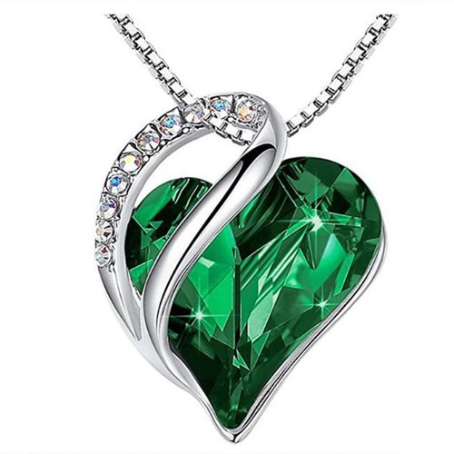 Heart crystal pendant silver - heart,