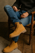 Mens Unisex Desert Hiking Combat Tan Mustard Ankle Chukka Beige Boots Lace Up