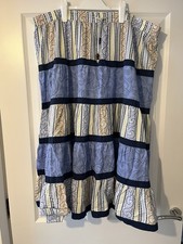 David Emanuel blue pattern long Skirt Size 22 Hippy Boho Gypsy Indian Skirt 