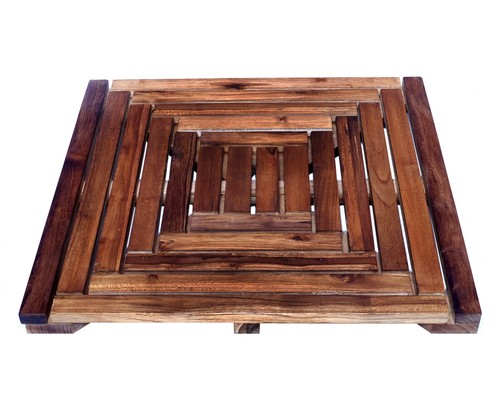 Ware wood shower mat - wood, teak
