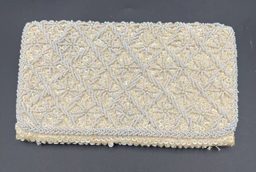 White beaded clutch - beaded,