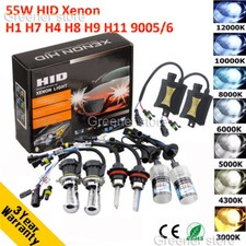 55W Xenon HID Headlight Bulbs for H1/H4/H7/H8/H11 9005/6 6000K/8000K w/ Ballast