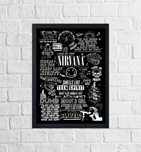Nirvana doodle lyric poster - lyric,