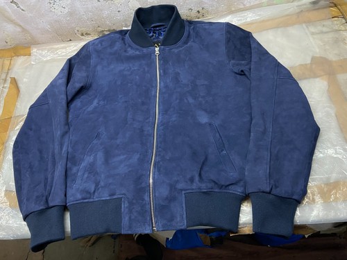Men navy blue real goatskin - blue,