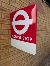 Genuine TFL London Request Bus Stop Enamel Sign Underground Routemaster Roundel