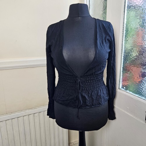 Black smocked waist cardigan - waist,